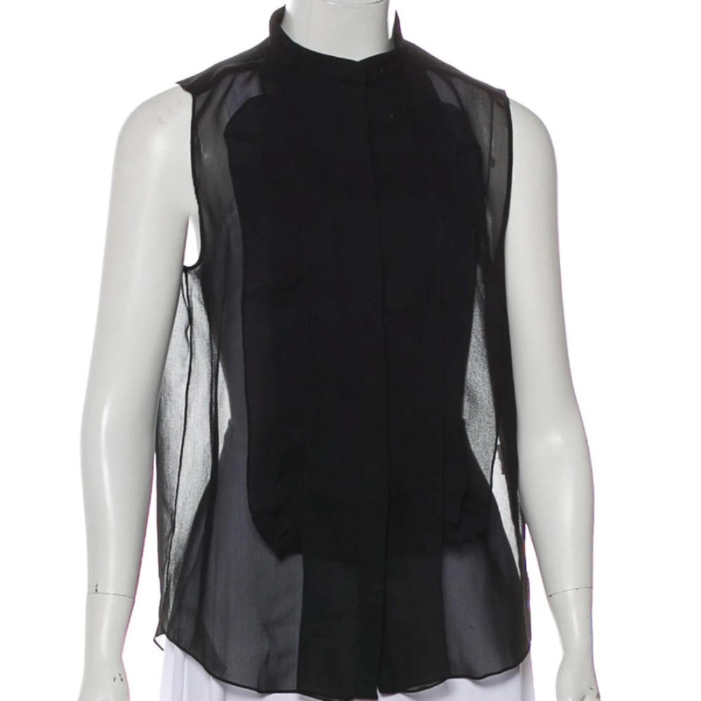 Chloé Black Sheer Sleeveless Button Up
